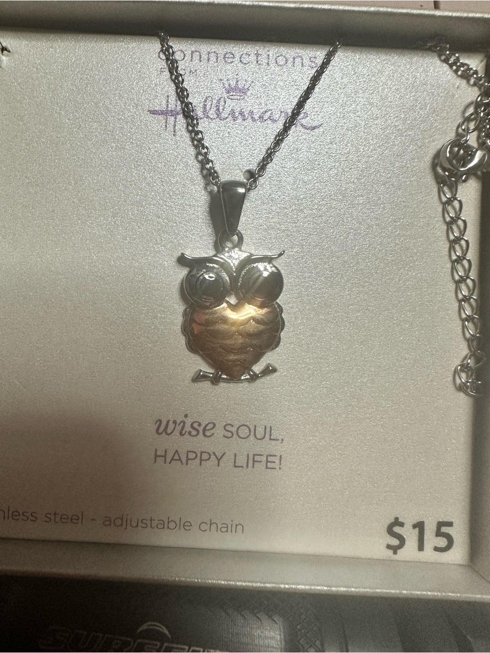 Hallmark Gift Box Top owl necklace